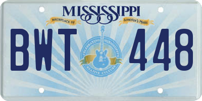 MS license plate BWT448