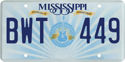 MS license plate BWT449