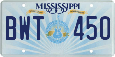 MS license plate BWT450
