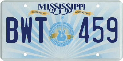 MS license plate BWT459