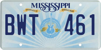 MS license plate BWT461
