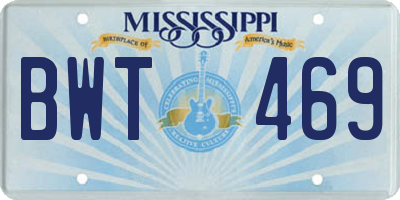 MS license plate BWT469