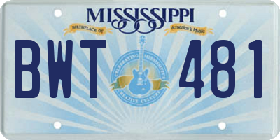MS license plate BWT481