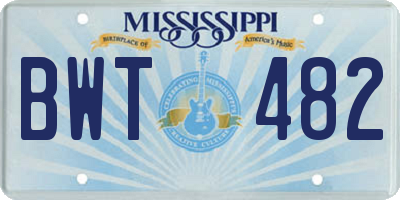 MS license plate BWT482