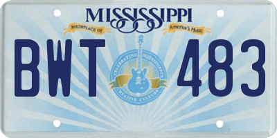 MS license plate BWT483