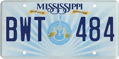 MS license plate BWT484