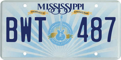 MS license plate BWT487
