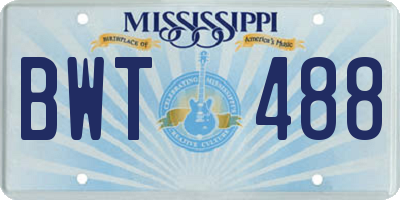 MS license plate BWT488