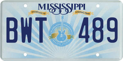 MS license plate BWT489
