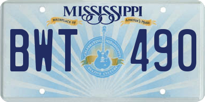 MS license plate BWT490