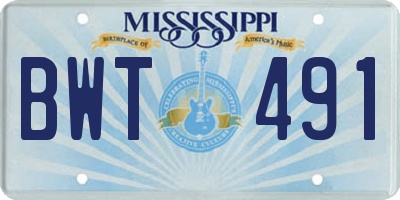 MS license plate BWT491