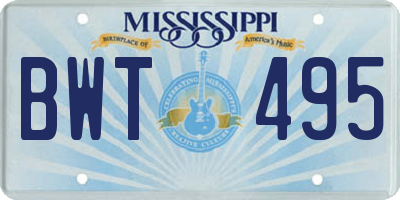 MS license plate BWT495