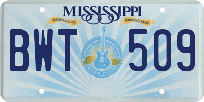 MS license plate BWT509
