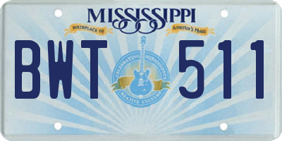 MS license plate BWT511