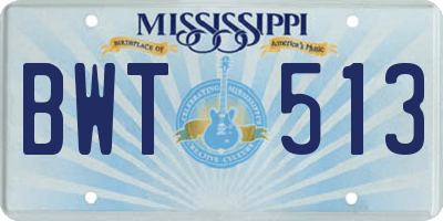 MS license plate BWT513