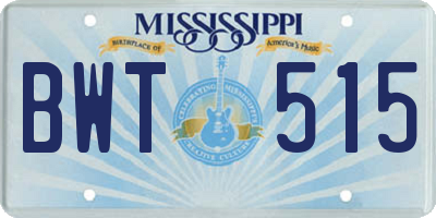 MS license plate BWT515