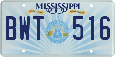 MS license plate BWT516