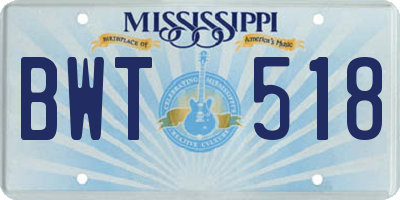 MS license plate BWT518