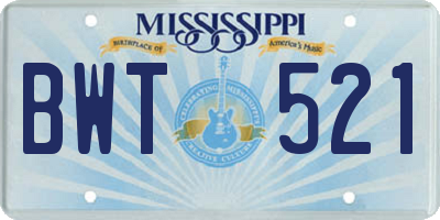 MS license plate BWT521