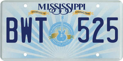 MS license plate BWT525