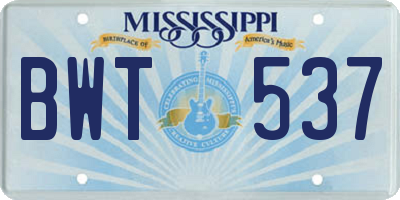 MS license plate BWT537