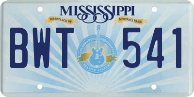 MS license plate BWT541