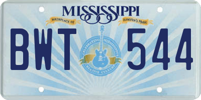 MS license plate BWT544