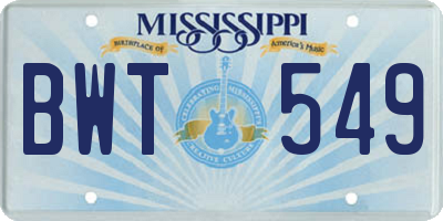 MS license plate BWT549