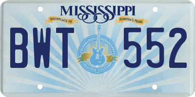MS license plate BWT552