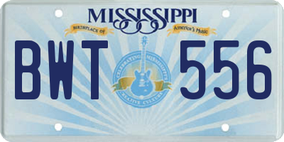 MS license plate BWT556