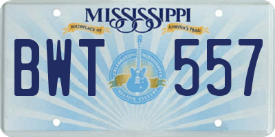 MS license plate BWT557