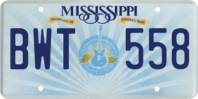 MS license plate BWT558