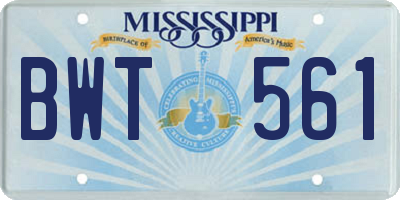 MS license plate BWT561