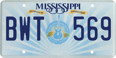 MS license plate BWT569