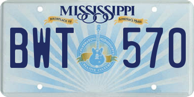 MS license plate BWT570