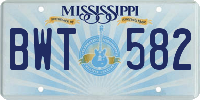 MS license plate BWT582