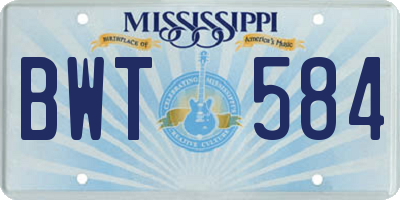 MS license plate BWT584