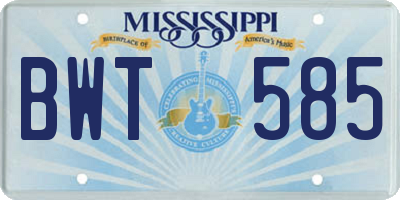 MS license plate BWT585