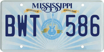 MS license plate BWT586