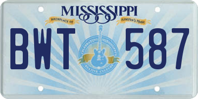MS license plate BWT587