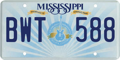 MS license plate BWT588