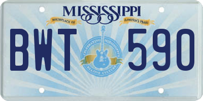 MS license plate BWT590