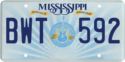 MS license plate BWT592