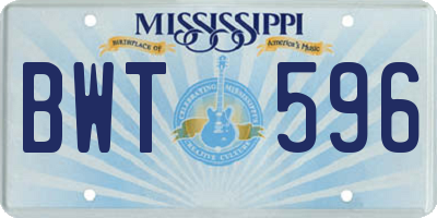 MS license plate BWT596