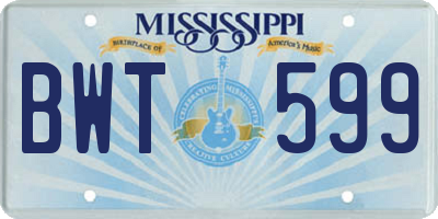 MS license plate BWT599