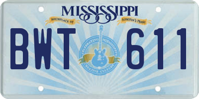 MS license plate BWT611
