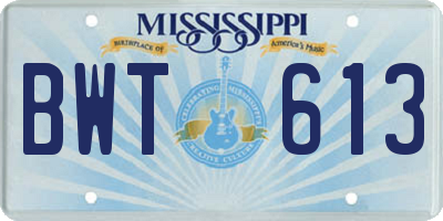 MS license plate BWT613