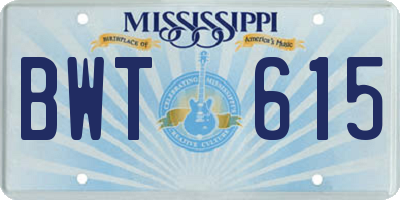 MS license plate BWT615