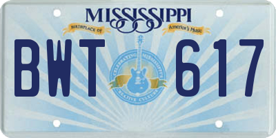 MS license plate BWT617