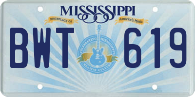 MS license plate BWT619
